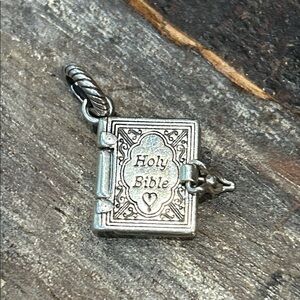 Brighton Silver plate Holy Bible Charm, scripture inside, preloved
